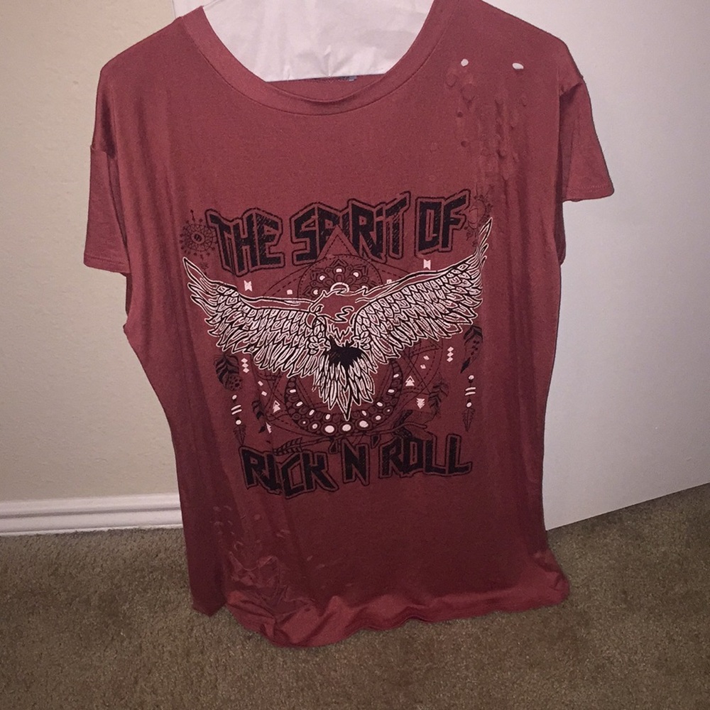 Distressed ripped rock n roll t shirt dress